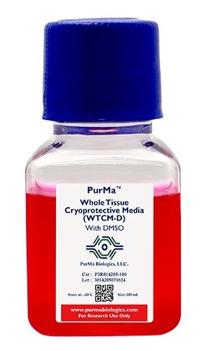 PurMa Whole Tissue Cryoprotective Media (WTCM-D) with DMSO, 100 mL bottle, catalog number P3R014205-100
