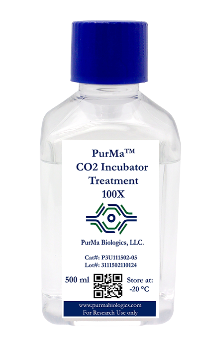 PurMa CO2 Incubator Treatment 100X, 500 mL bottle, catalog number P3U111502-05